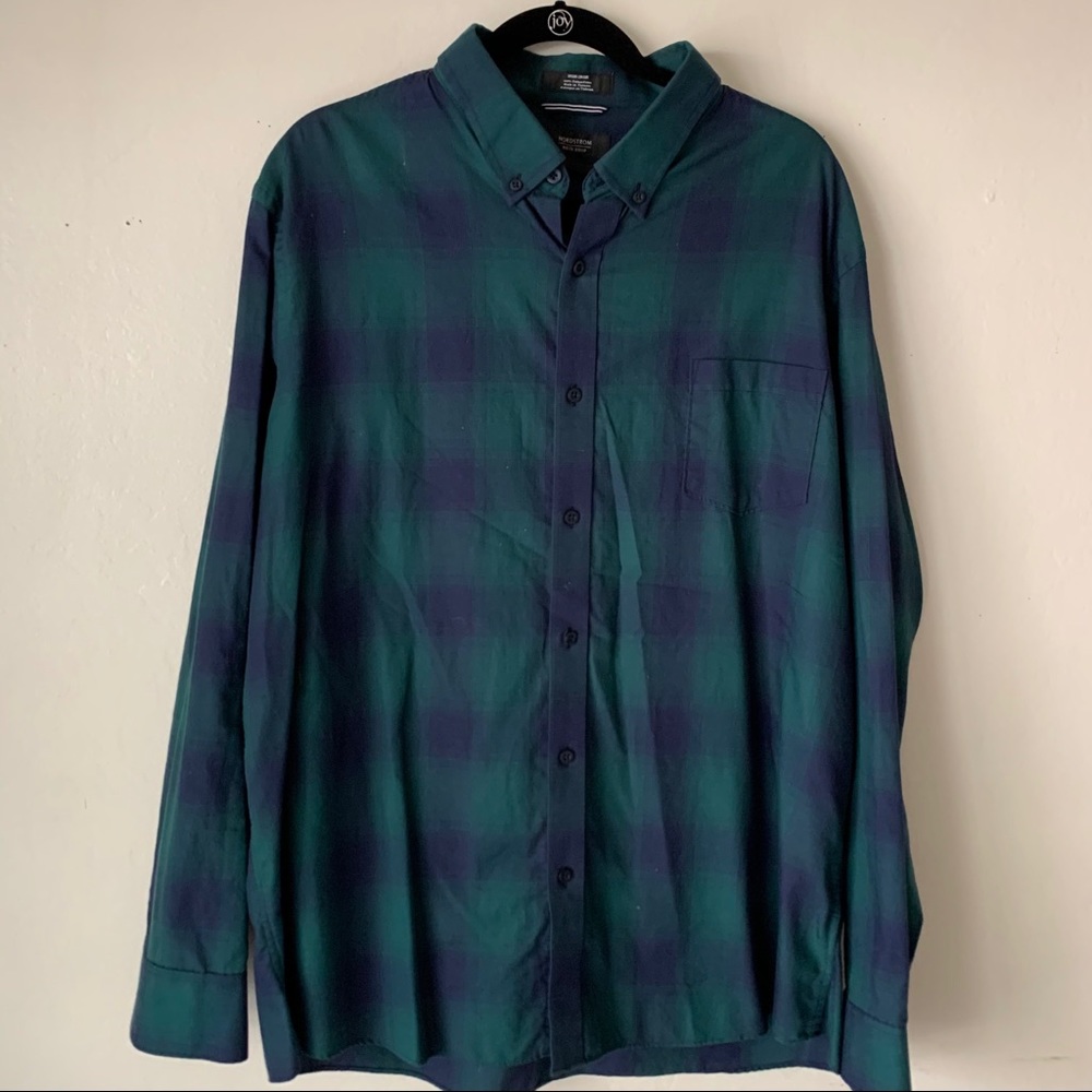 Green & Blue plaid Nordstrom’s Button Down Shirt